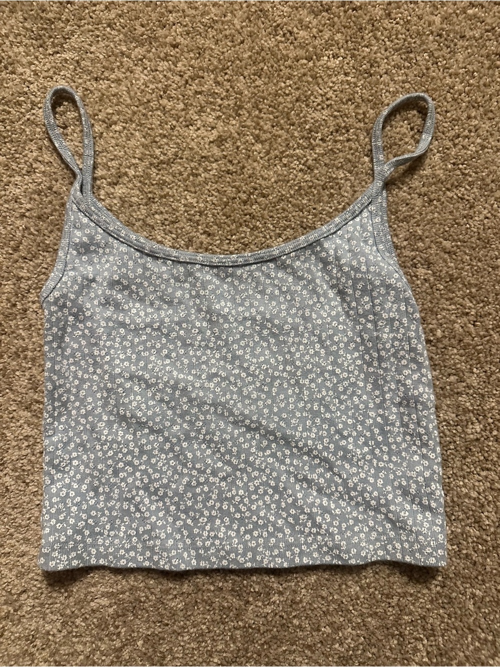 Brandy Melville Light Blue Floral Spaghetti Strap Tank
